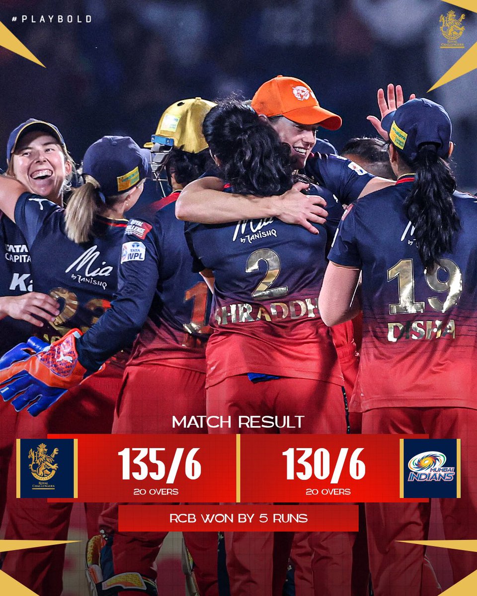 RCBTweets's tweet photo. OURS GIRLS HAVE DEFENDED IT! This is the stuff of dreams! 🥹

WE’RE IN THE END GAME NOW ♨️🔥

#PlayBold #SheIsBold #ನಮ್ಮRCB #WPL2024 #MIvRCB https://t.co/WkneQJIFKh