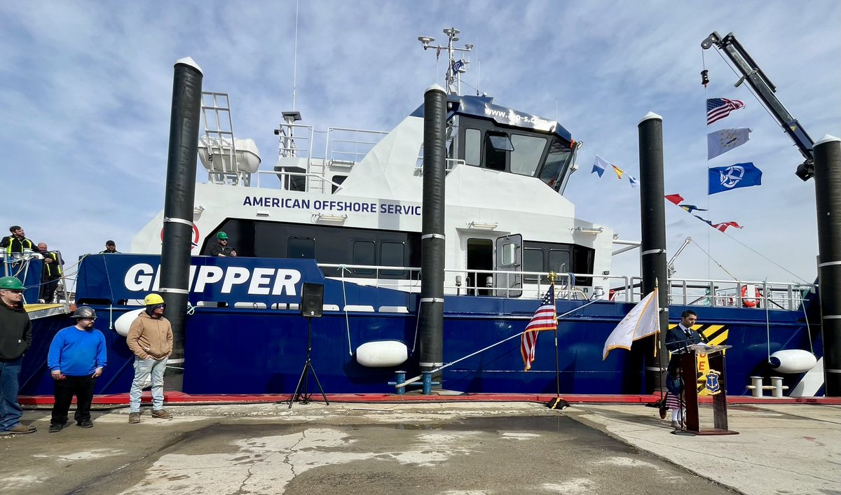 Meet “The Gripper:” A brand-new RI-made, RI-operated offshore wind crew transfer vessel.   Joined @RevWind today to celebrate this brand new vessel and the strides we are making to lower energy costs, create good-paying jobs, and secure American energy independence.