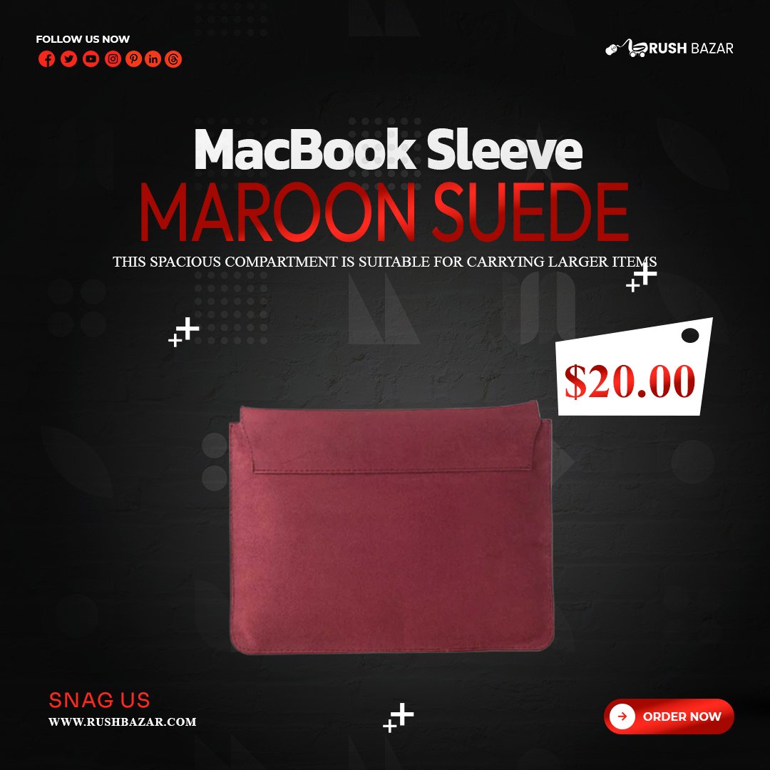 RushBazar's tweet photo. MacBook Sleeve Maroon Suede (13 inches)
Compatible with the following computers:
13-inch MacBook Air with Retina display
13-inch MacBook Pro with Thunderbolt 3

Visit: https://t.co/7FSeBn0Xg7 https://t.co/NSC8IStmev