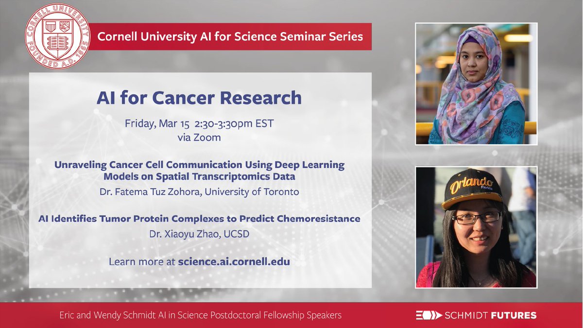 CUAISci's tweet image. Our seminar on AI for Cancer Research starts in 30 minutes. Hope to see you there!
Zoom: cornell.zoom.us/j/97447753241?…