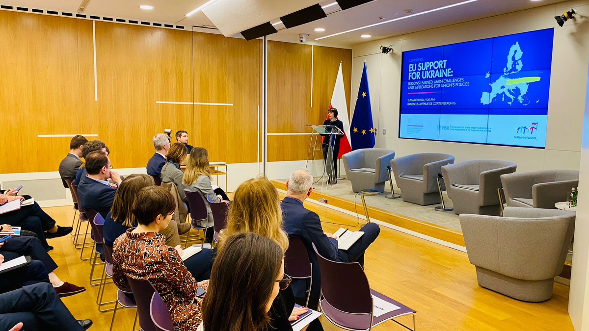 PLintheEU's tweet photo. The conference on the 🇪🇺 support for 🇺🇦 took place at our #PermRep today.
 
The discussion was focused on the most pressing needs, the role of the EU in Ukraine's recovery and modernisation as well as military assistance.
 
Thank you for your interest in the conference. https://t.co/LC3rmQyric