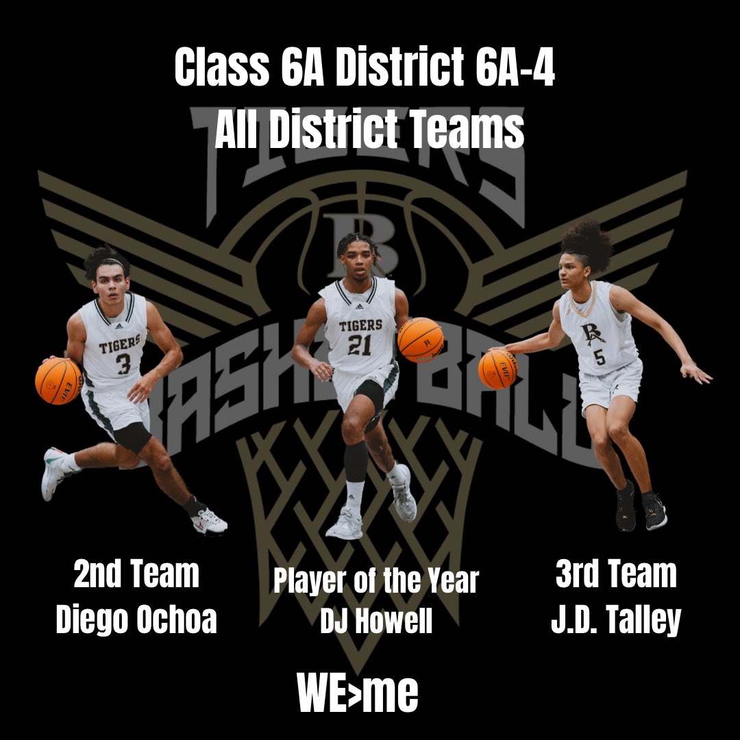 ‼️POST SEASON AWARDS ANNOUNCEMENT‼️ Congrats to @DJHOWELL21 on being named PoY as well as to @diegochoa2 & @_JDTalley_ on being named to the 2nd & 3rd All District teams!! WE>me 🐯🏀🖤💛 @BATigersBBall