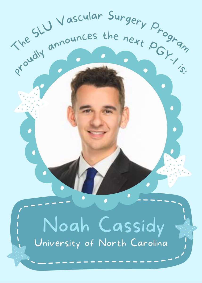 Saint Louis University Vascular Surgery (@sluvascular) on Twitter photo Congrats to our new <a href="/SLUVascular/">Saint Louis University Vascular Surgery</a> resident Noah Cassidy! Look forward to welcoming you to St. Louis! #VascularSurgeryMatch24 Congrats to our new <a href="/SLUVascular/">Saint Louis University Vascular Surgery</a> resident Noah Cassidy! Look forward to welcoming you to St. Louis! #VascularSurgeryMatch24