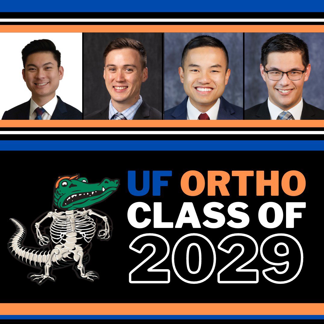 We are thrilled to welcome Noel Carlos, Will Davis, Jeff Dela Cruz and Kevin Hao to the UF Orthopaedic Surgery and Sports Medicine family!  
 
#orthoresident #orthomedstudent #ortho #gainesville #medtwitter #match2024