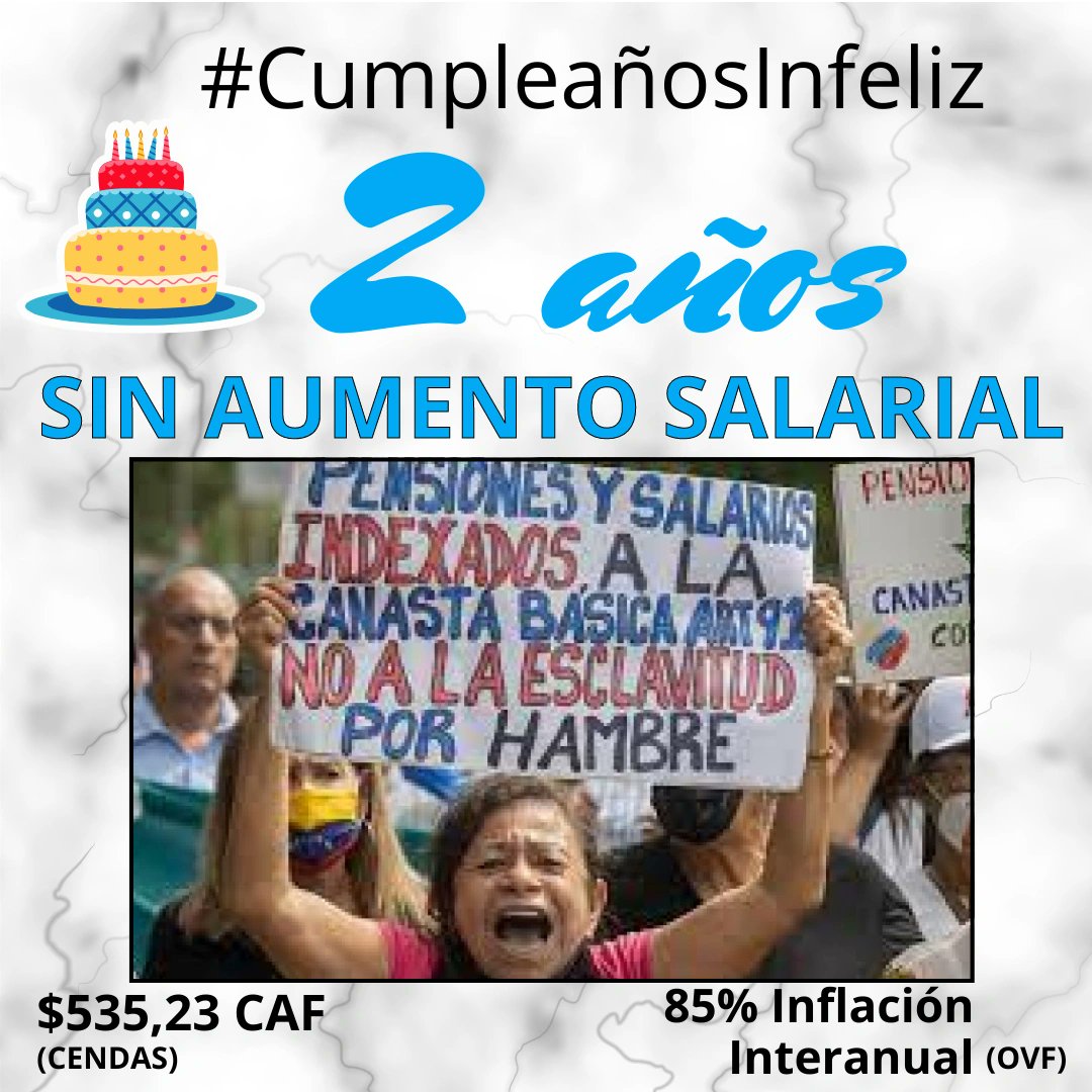 apufatucv's tweet photo. Luego de dos años de aumento de los ingresos por venta de petróleo, recaudación de impuestos y minería, los salarios no se han ajustado y su valor cayó en picada. Sí hay recursos para pagar salarios con poder de compra. #CumpleañosInfeliz 🎂 https://t.co/jvXZnlKdZg