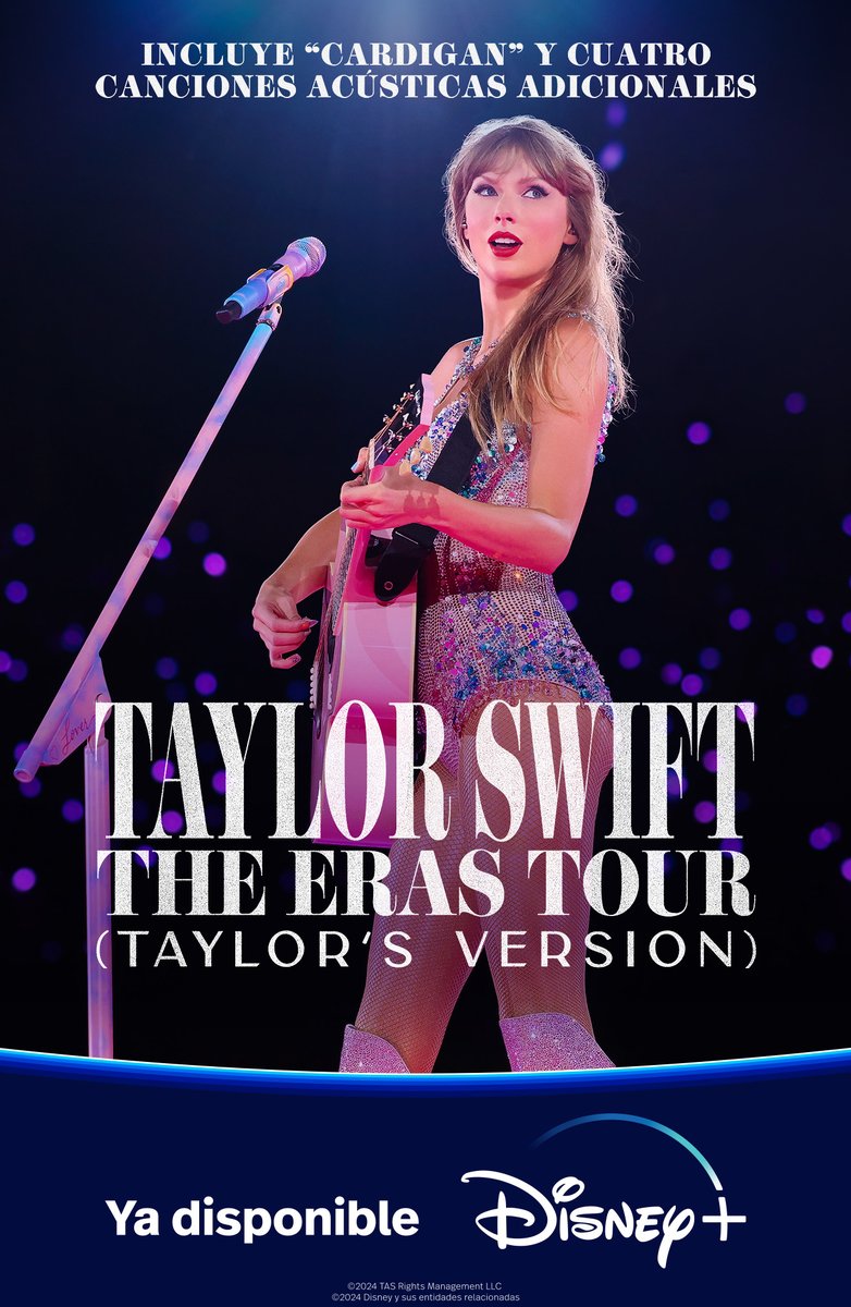 ¡Taylor Swift | The Eras Tour (Taylor’s Version) ya se encuentra disponible exclusivamente en @disneyplusla! 🫶 Nuevos clips ya disponibles para descarga. Más info.: bit.ly/3vdpJxw