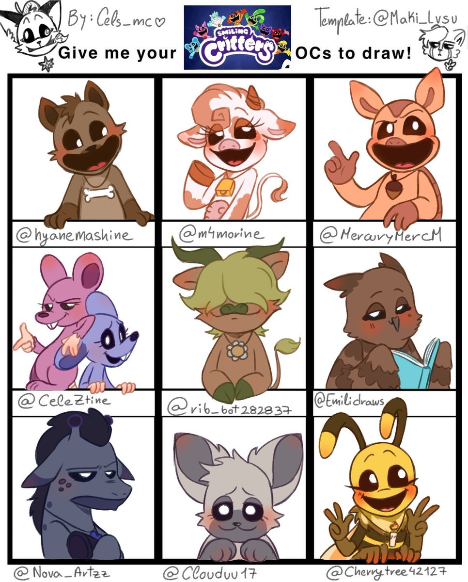 Smiling critters ocs !!😋💖: @hyanemashine @m4morine @MercuryMercM ...