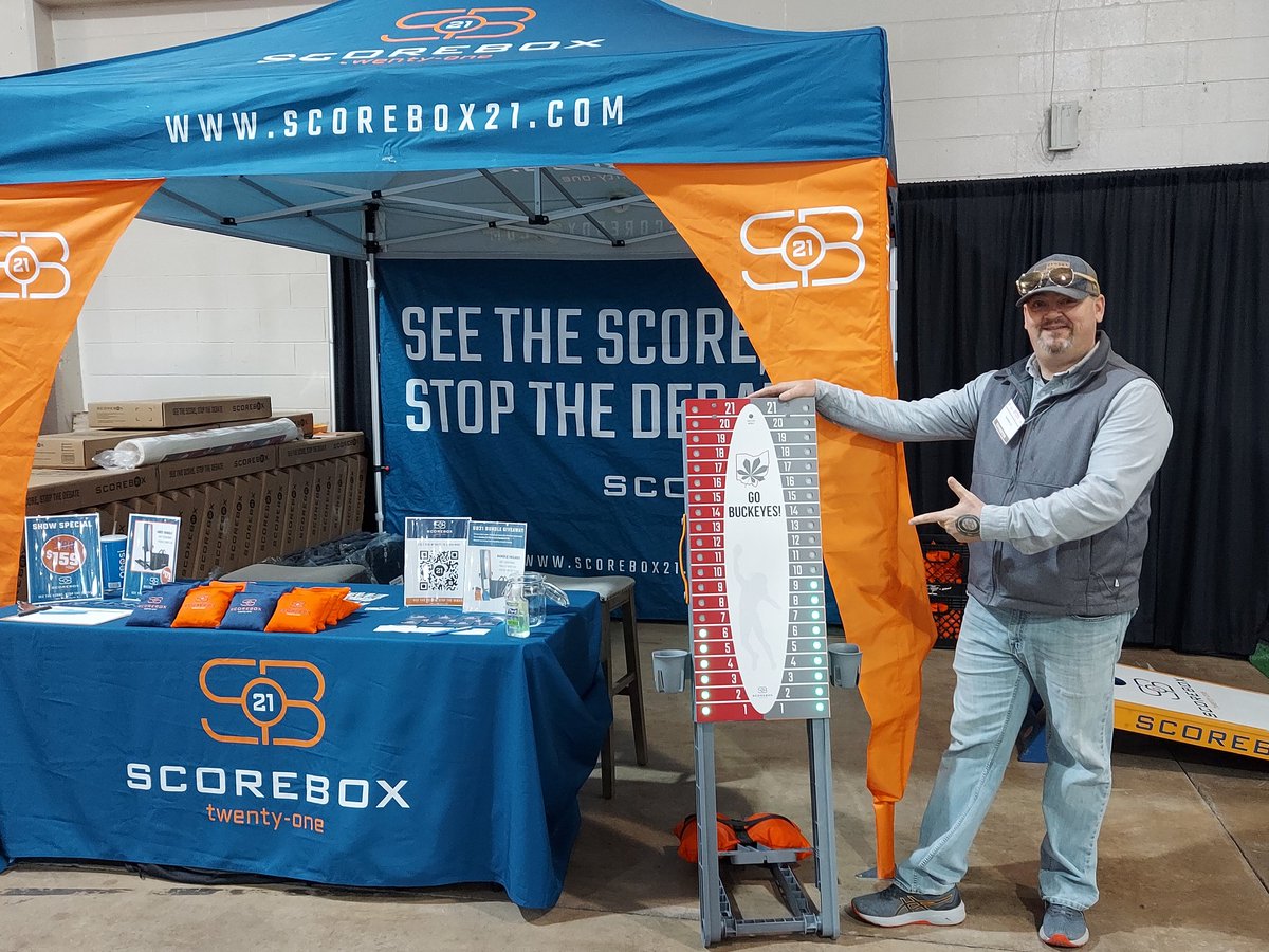 ScoreBox21's tweet photo. Hello, Ohio! We're ready to rock the Open Season Outdoorsman Sports Show at the Ohio Expo Center in Columbus. Come join us and throw some bags! #SeethescoreStopthedebate https://t.co/bJhCGjYk7D