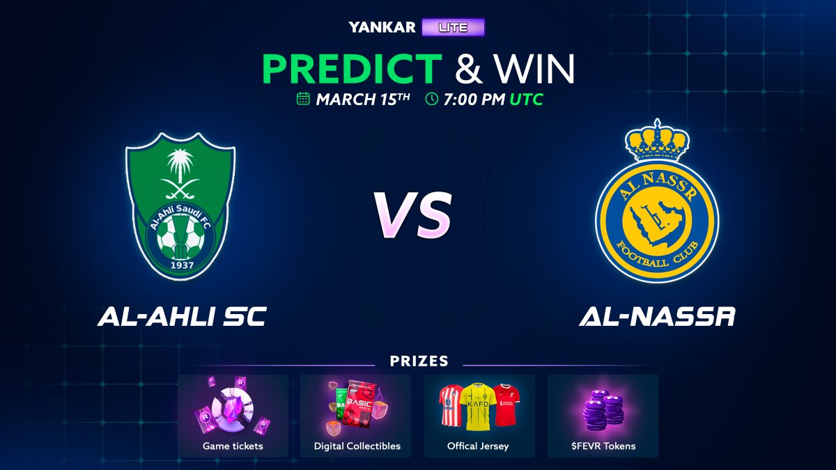 Want to WIN a @Cristiano official jersey? 👀 Predict the goalscorer and the minute of the match between @ALAHLI_FC and @AlNassrFC to stand a chance to win that and more 🤑 Try Yankar Predictor by @OrganyaWorld now 👇 organya.world/yankar/predict…