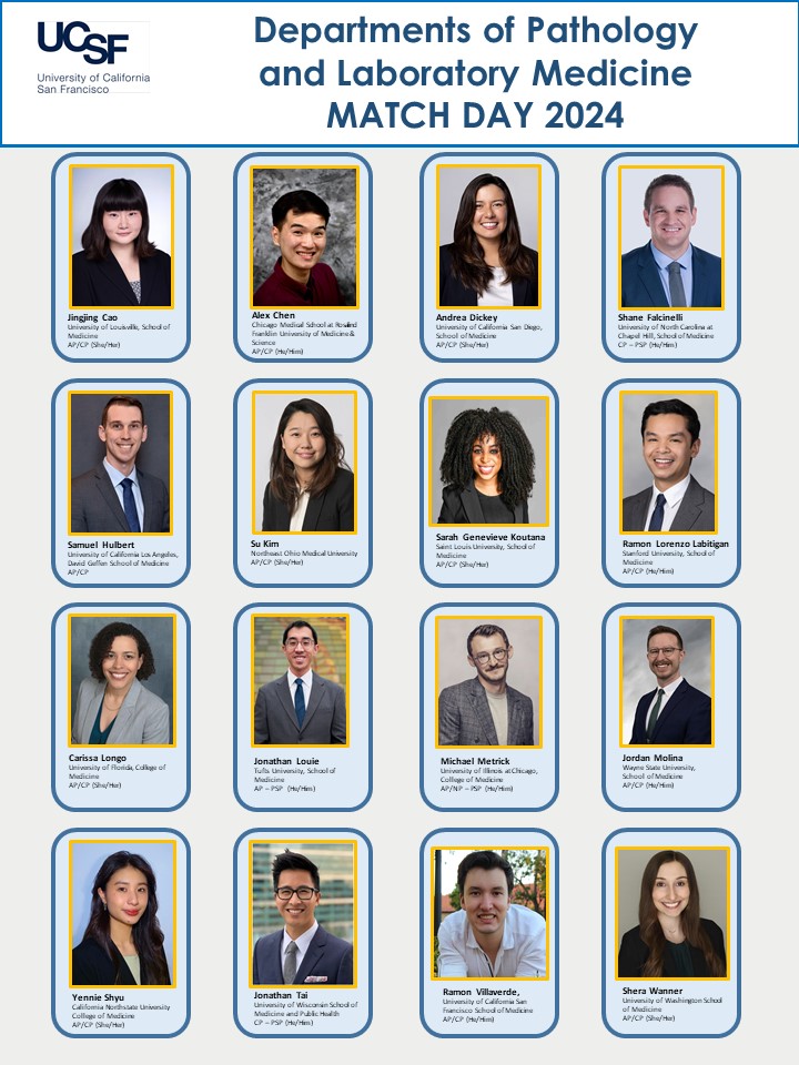 Congratulations and welcome to the stellar incoming class of residents at UCSF Pathology and Laboratory Medicine. #PathologyIsTheTruth
