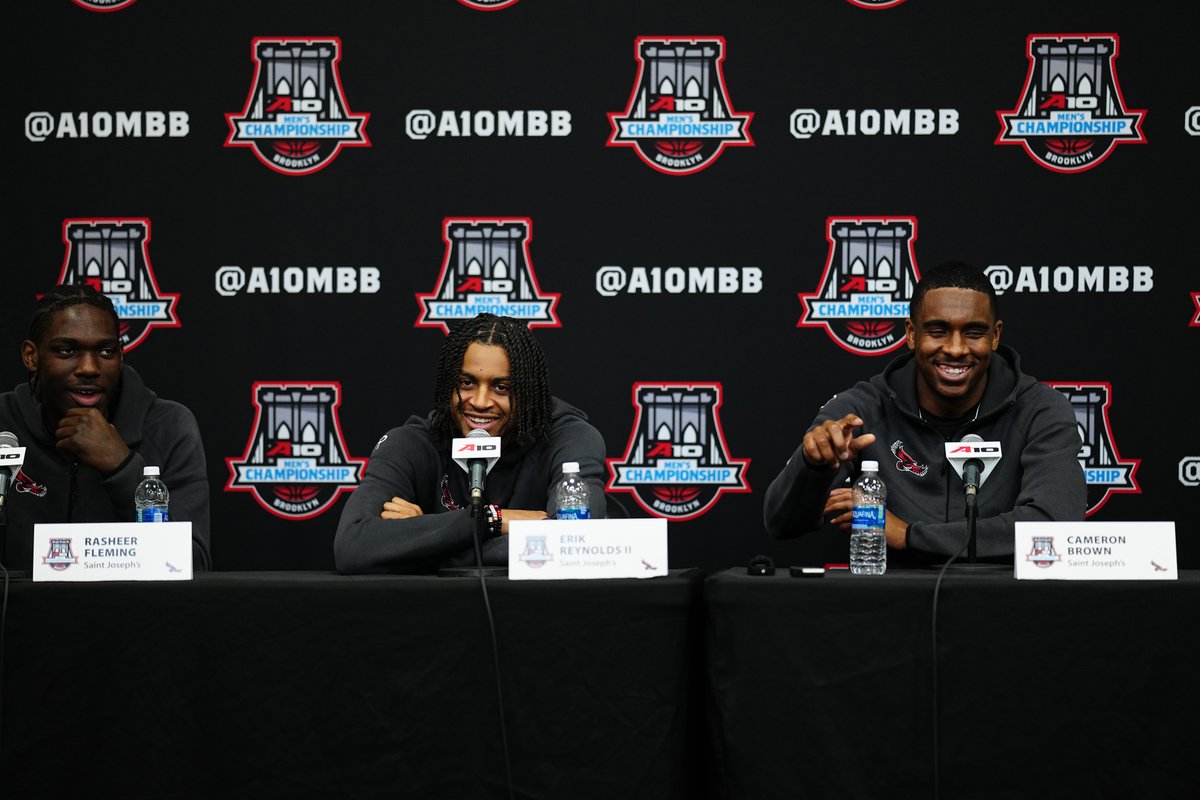 Our first semifinal tomorrow will feature No. 5 @VCU_Hoops vs. No. 9 @SJUHawks_MBB 🎙️ Friday Press Conference ✅ #A10MBB