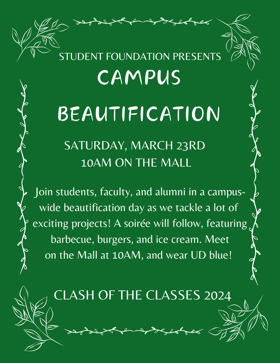 UDallasAlumni's tweet image. Join us for UD's Clash of the Classes Beautification Day, March 23! Students, faculty, &amp;amp; alumni, let's beautify our campus. BBQ to follow. Details &amp;amp; RSVP: hubs.ly/Q02pDqg40 #ClashoftheClasses #UDallas #LoveYeUD