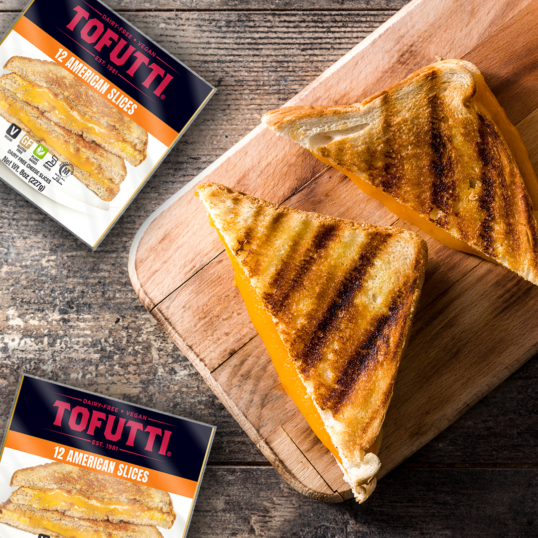 Fire up the grill! Tofutti dairy-free, vegan American cheese slices make a great grilled cheese. Hint, hint. Use our product finder to find #Tofutti near you.  bit.ly/FindTofutti  Or, check out our friends at @GoPlantX. 🔥🥪 #vegan #grilledcheese #dairyfree