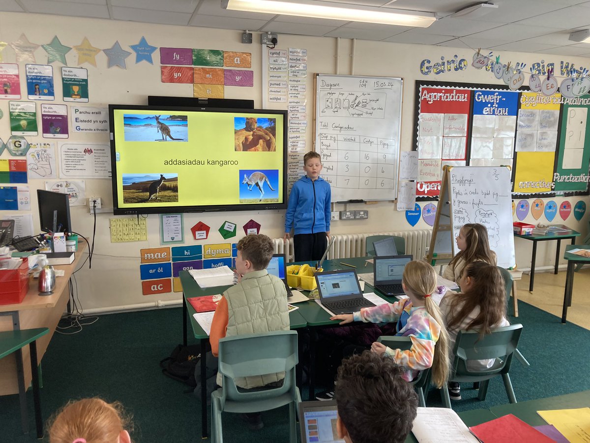 MrBeardPYP's tweet photo. Dysgwyr hyderus yn cyflwyno gwybodaeth am addasiadau a chynefinoedd anifeiliaid i’r dosbarth. Well done to all for giving confident presentations to the class on animal adaptations and habitats. 👏😀🦊🦁🐨🐴🦍🦒🐇🌱🌳🍃@YsgolPenyPil https://t.co/QN73jy0P0C