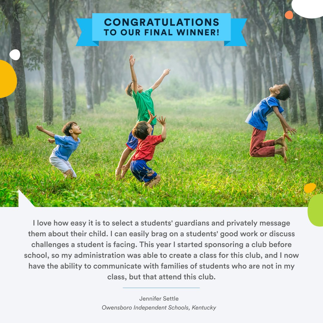 TalkingPointsEd's tweet photo. Congratulations to our 5th and final winner for the "100 Days of Impact" Giveaway! 🎉 What a great entry from Jennifer Settle from Owensboro ISD in Kentucky. #100DaysofSchool #100DaysofImpact #FamilyEngagement https://t.co/w9i07ycJdS