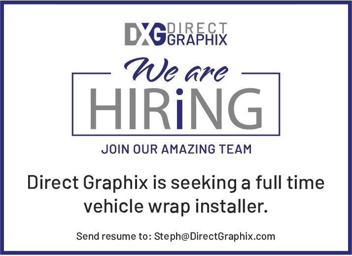 Are you a Vehicle Wrapper? Know someone who is? Direct Graphic is NOW HIRING! Looking for a Full Time Vehicle Wrap Installer. #DirectGraphix #VehicleWrapper #Benefits #CompetitivePay #BusyWorkLoad #InTheAC! #Cocoa #SavingsSafari #Marketing #Advertising #NowHiring