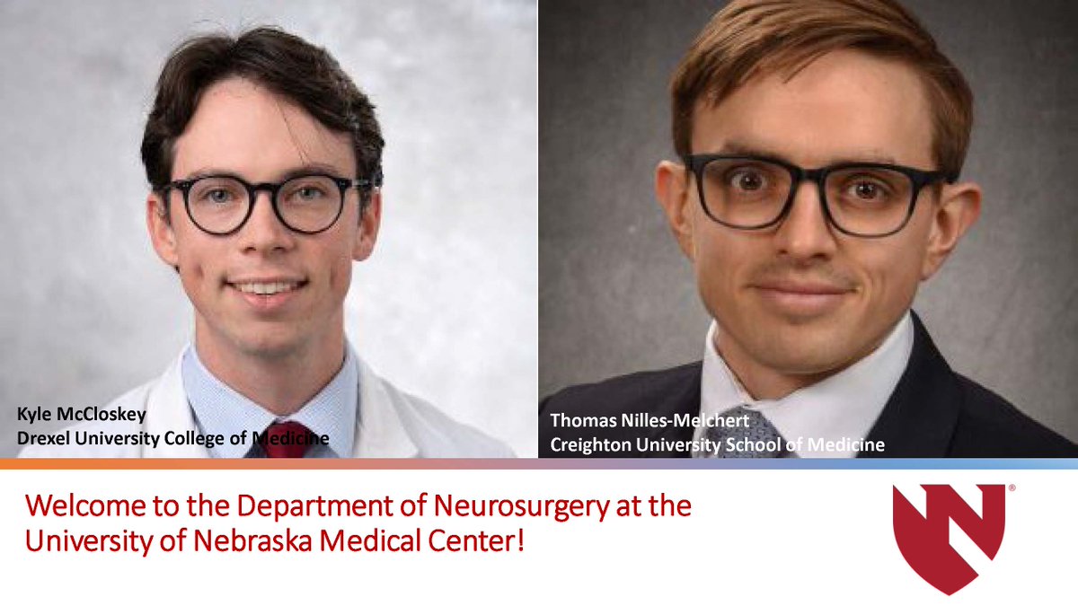 We have been anxiously awaiting #Match2024 Day and are elated to welcome Kyle McCloskey and Thomas Nilles-Melchert into our #neurosurgery training program! Congratulations Kyle and Thomas & welcome to @UNMC_NeuroSurg! @unmc @UNMCCOM @NebraskaMed @TheNRMP