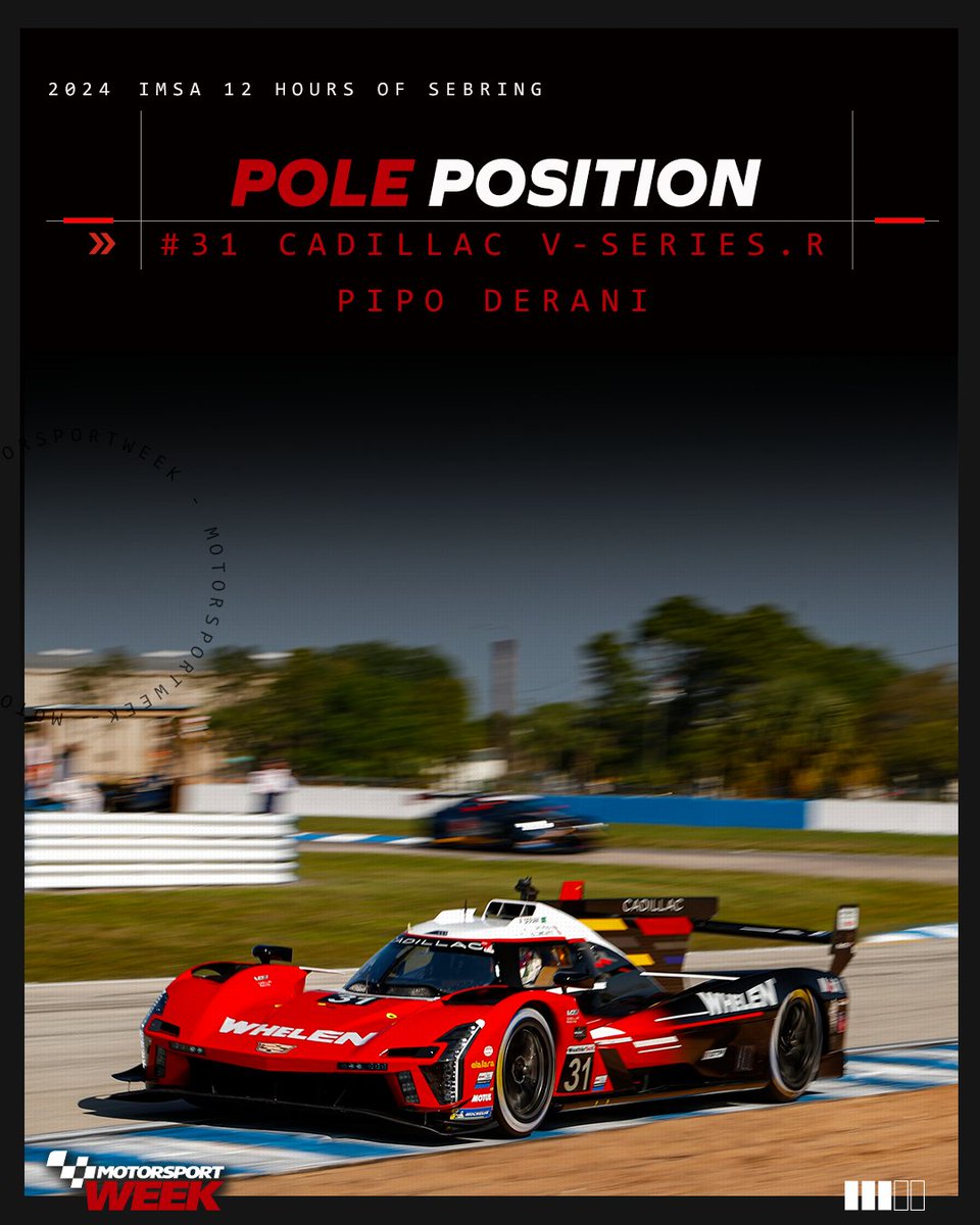 MotorsportWeek's tweet photo. Two @IMSA poles out of two for Pipo Derani in 2024!

#IMSA #12HSebring #PipoDerani #Cadillac https://t.co/geLoR2pYSz