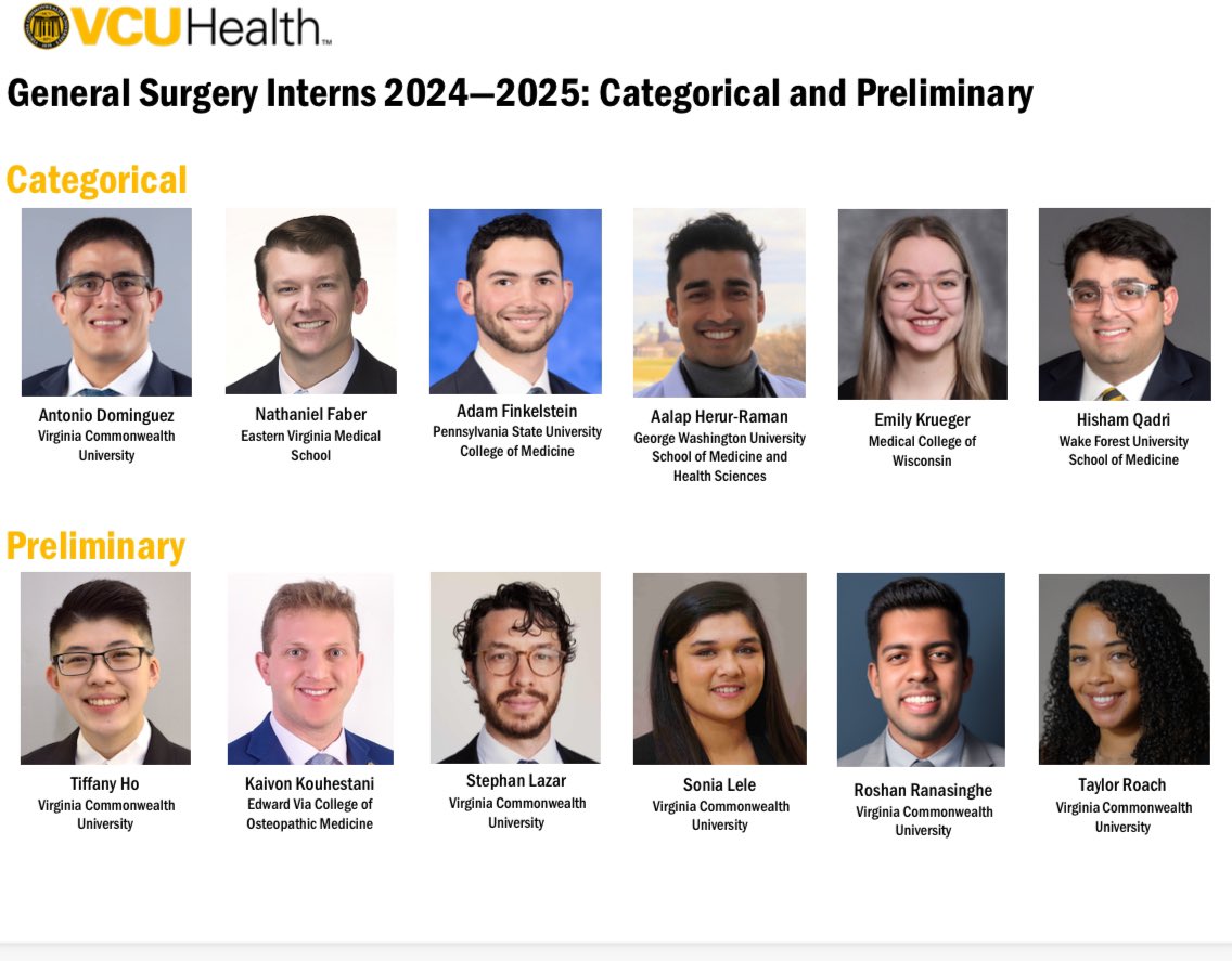 Rahul J Anand (@rahuljanand) on Twitter photo Welcome to <a href="/VCUGenSurgRes/">VCU General Surgery Residency</a> <a href="/VCUHealth/">VCU Health</a> <a href="/VCU_Surgery/">VCU Surgery</a>
We are looking forward to working with you all ! Welcome to <a href="/VCUGenSurgRes/">VCU General Surgery Residency</a> <a href="/VCUHealth/">VCU Health</a> <a href="/VCU_Surgery/">VCU Surgery</a>
We are looking forward to working with you all !