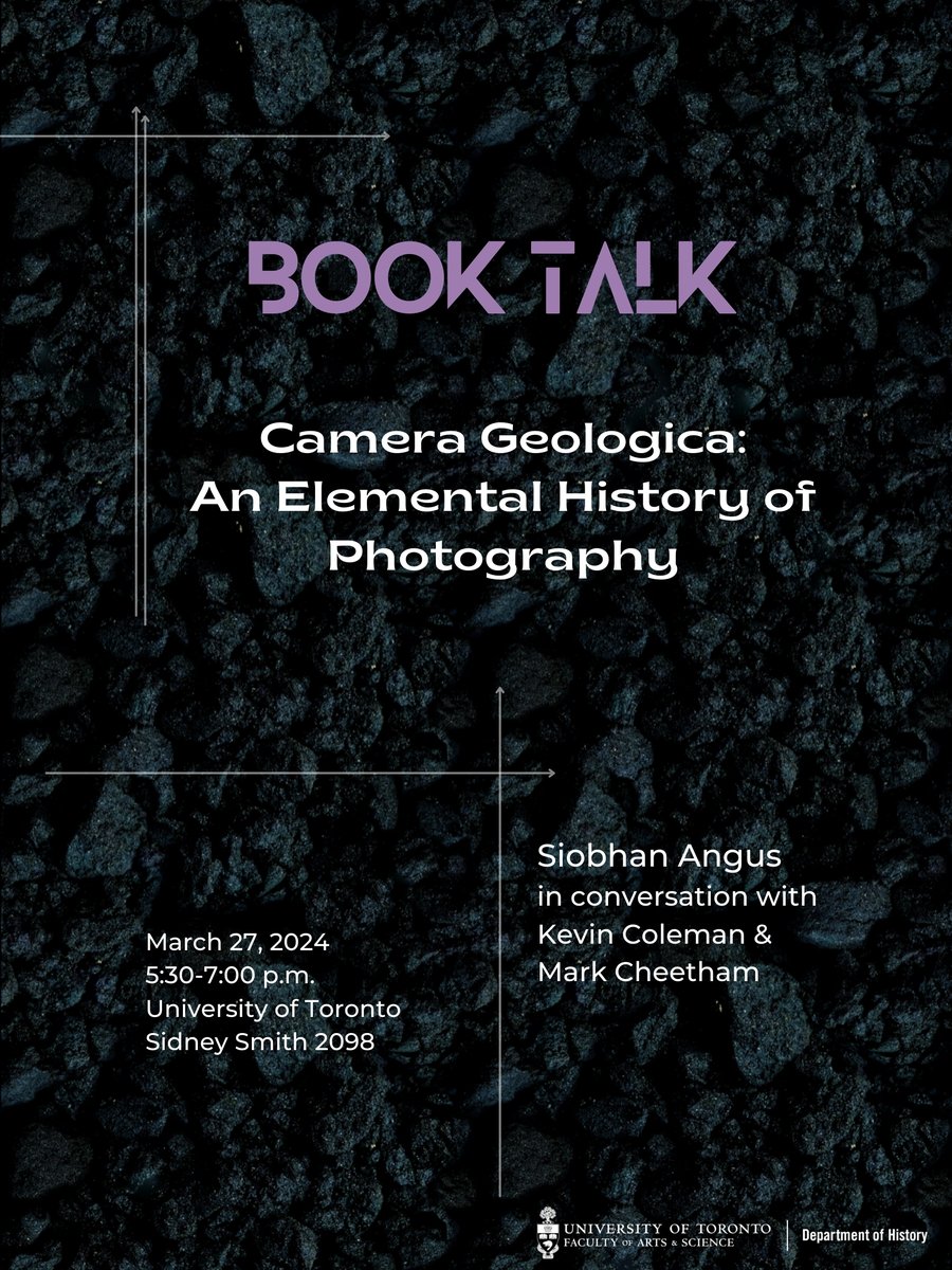 Toronto folks- save the date for the UofT book launch of Camera Geologica! Wednesday March 27, 5:30pm, SS2098. I'll be in conversation with @coleman_kevin_p and Mark Cheetham