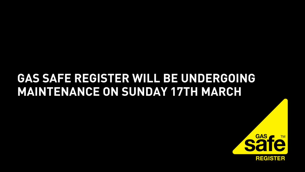 #HeadsUp The systems at @GasSafeRegister will be undergoing maintenance on Sunday 17th March from 7am. This will have a knock on effect for our installer portal and you'll be unable to complete boiler registrations during this time. #gassafe