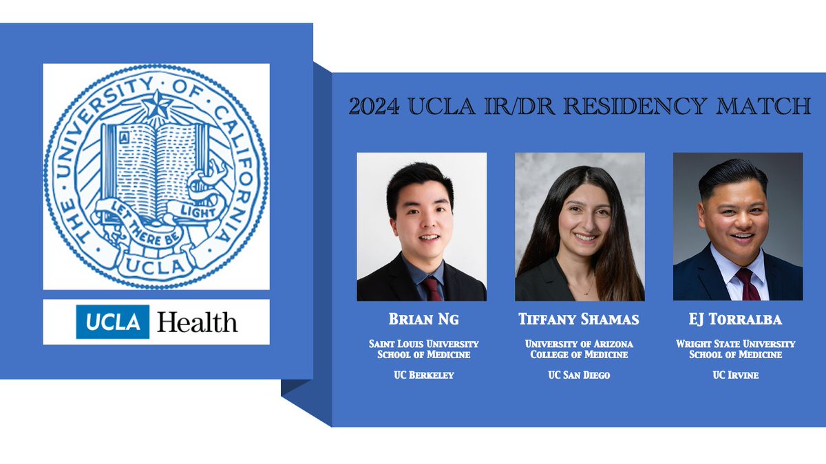 Edward Wolfgang Lee (@edleeuclair) on Twitter photo Please join us in welcoming our next superstar Interventional Radiologists at UCLA!! CONGRATULATIONS!!!!
We will make sure you become the best IR in the world!!!
<a href="/uclaVIR/">UCLA IR</a> <a href="/RadiologyUcla/">UCLA Radiology</a> <a href="/dgsomucla/">David Geffen School of Medicine at UCLA</a>
#matchday
#match2024
#uclair #interventionalradiology #uclaradres #ucla Please join us in welcoming our next superstar Interventional Radiologists at UCLA!! CONGRATULATIONS!!!!
We will make sure you become the best IR in the world!!!
<a href="/uclaVIR/">UCLA IR</a> <a href="/RadiologyUcla/">UCLA Radiology</a> <a href="/dgsomucla/">David Geffen School of Medicine at UCLA</a>
#matchday
#match2024
#uclair #interventionalradiology #uclaradres #ucla