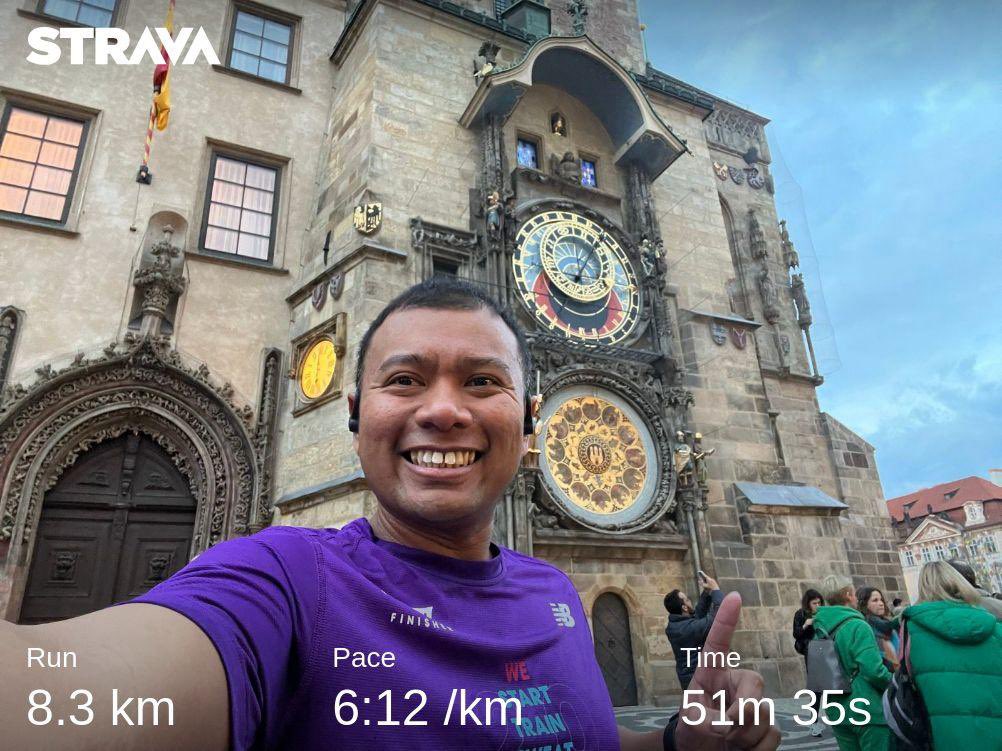 At an Investigator Meeting in Prague 🇨🇿🧡. Squeezed in Easy 45-min Run between meeting and dinner 🏃🏼 #RunningInRamadan #Fasting #TrainingSmart. Road to London Marathon in less than 6 weeks 💪🏼. I am running for ⁦<a href="/GetKidsGoing/">Get Kids Going!</a>⁩ Please kindly donate bit.ly/4a2hKlD 🫶🏼