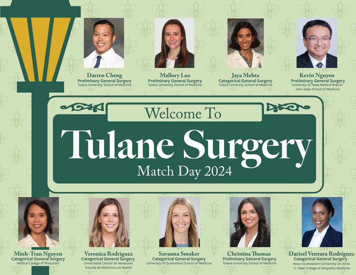 It's a MATCH!!!! Welcome to Tulane Surgery! 🩺🎉 #Match2024 #TulaneSurgery #Surgery #futuresurgeons