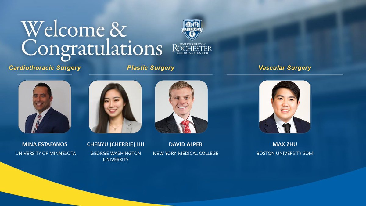 Its #MatchDay24, and we are excited to announce our amazing group of Cardiothoracic, Plastic and Vascular Surgery 2024-2025 interns! #Meliora @URMCSurgery @UR_Med @URochester_SMD @SurgeryUr @urvascularsurg