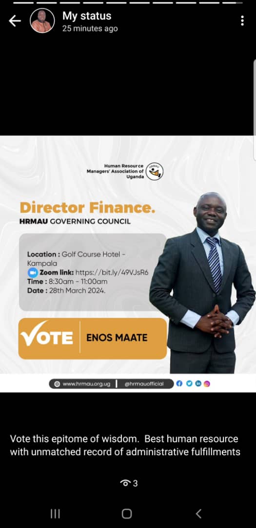 Hello members of HRMAU I request for your vote for Director Finance on the governing council