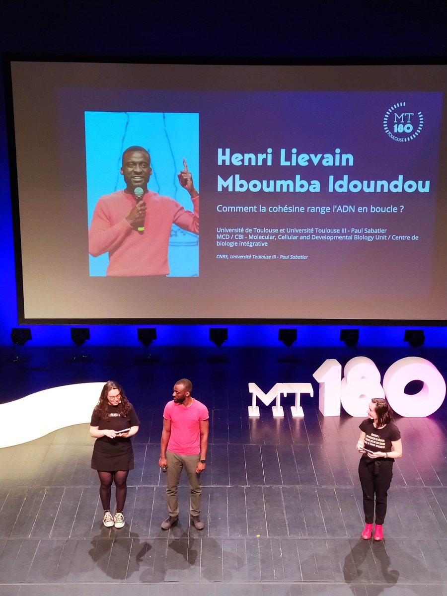 C'est au tour d'Henry Mboumba, doctorant dans l'unité #MCD du @CbiToulouse de défendre son projet de thèse pour représenter Toulouse à la demi finale nationale de MT180 ! @UT3PaulSabatier @CNRS_Toulouse BRAVO HENRY !!!