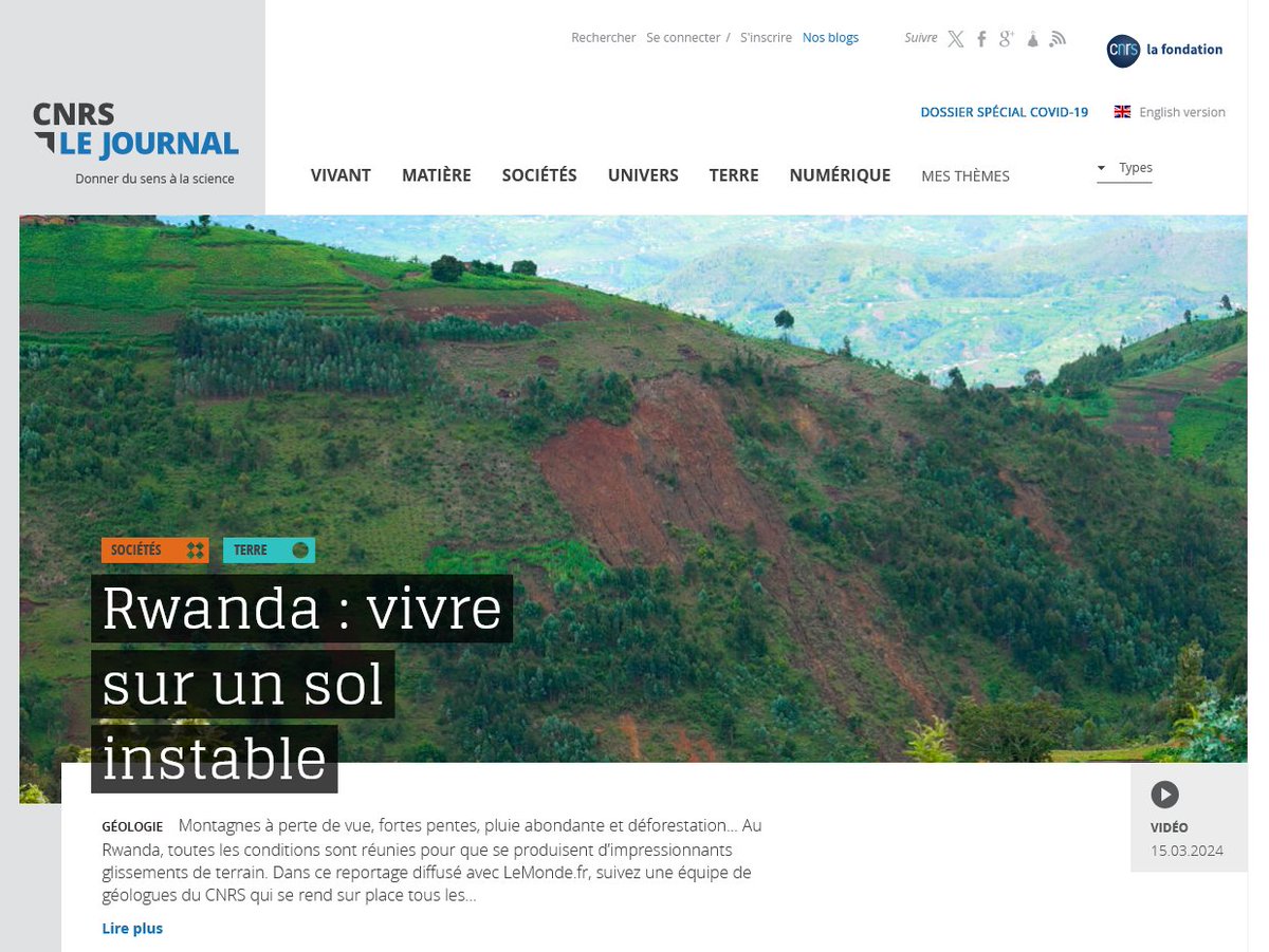 #VIDEO Montagnes à perte de vue, fortes pentes, pluie abondante et déforestation… Au #Rwanda 🇷🇼, toutes les conditions sont réunies pour que se produisent d’impressionnants glissements de terrain. Dans ce reportage, suivez sur place des géologues @CNRS. 👉lejournal.cnrs.fr/videos/rwanda-…