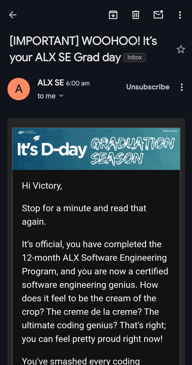 preciousvicky_'s tweet photo. I've officially completed the ALX Software Engineering Programme todayπ₯³.It's been quite an interesting journey since 2023,continuous learning,collaborating and building.But I finally made it!
#ALXSEGraduation #ALXSE #SoftwareEngineering #DoingHardThings @alx_africa @facesofalxse https://t.co/ApI6A6qBej
