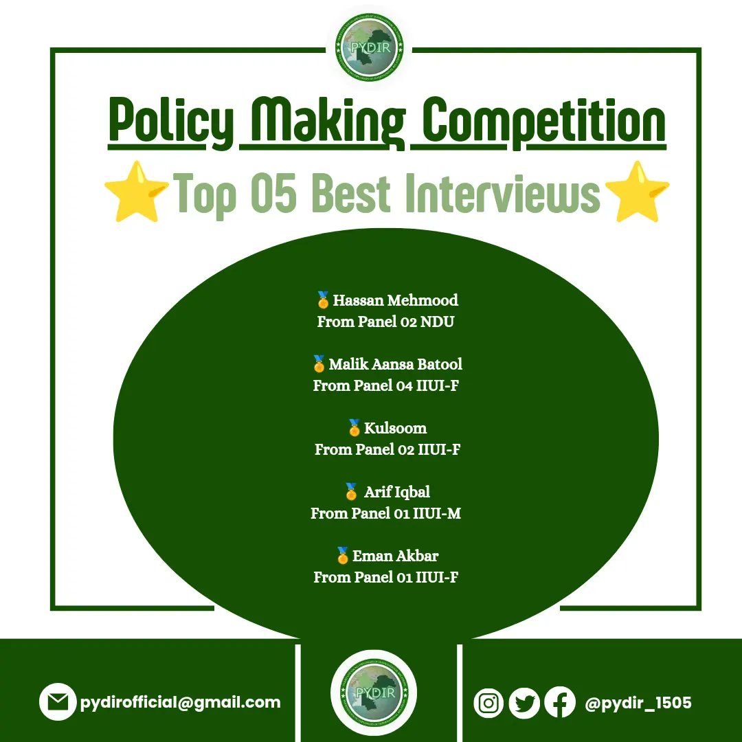 pydir_1505's tweet photo. ๐ขResults of policy making competition is out๐ข First of all, we appreciate all the members who participated in this competition and worked hard. Everyone performed very well. Congratulations to all the winners and appreciation to all the members who participated.
#pydir #winners https://t.co/BFpbD3ukJ0