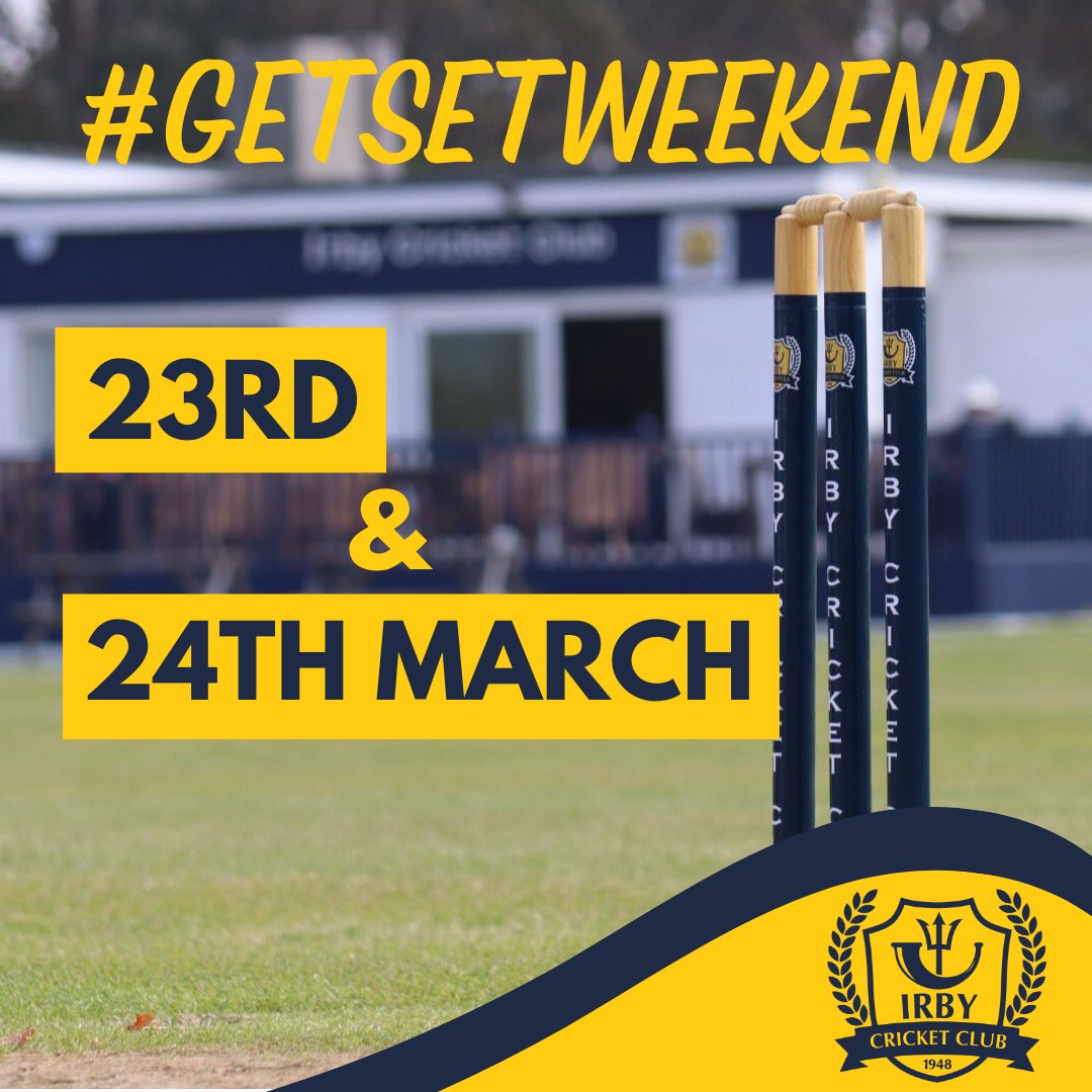 Get ready to bring in the new cricket season! Our Get Set Weekend will be Saturday the 23rd and Sunday the 24th of March..! #getset #irby #cricket #club
