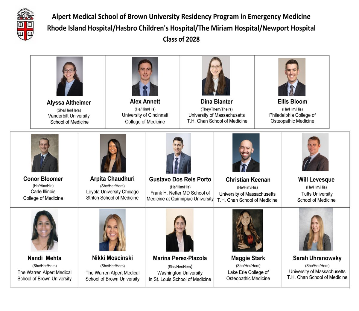 We're so excited to welcome the Brown EM Class of 2028! 🥳🤗 @BrownEMRes