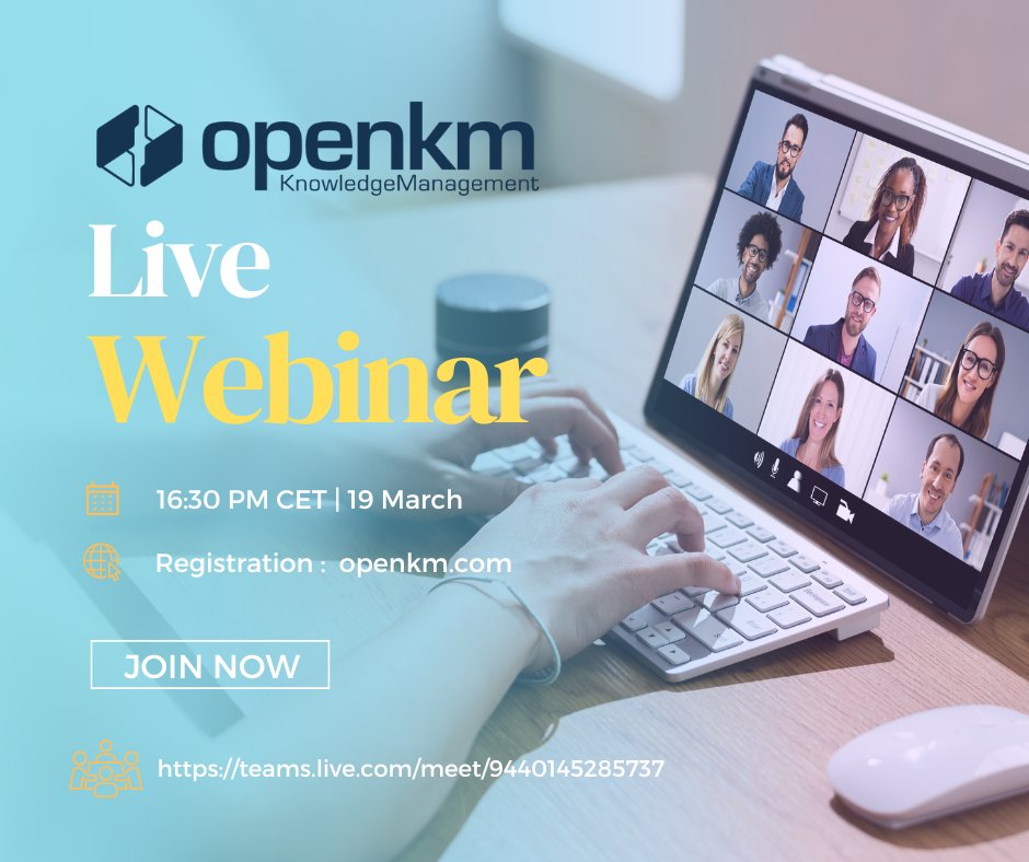 #join the next #OpenKMWebinar, Tuesday 19th at 16:30 PM CET. Obtain the #access @ openkm.com/en/webinars.ht… Remember that until 31st March you can #enjoy #freeaccess to academy.openkm.com #trainings
