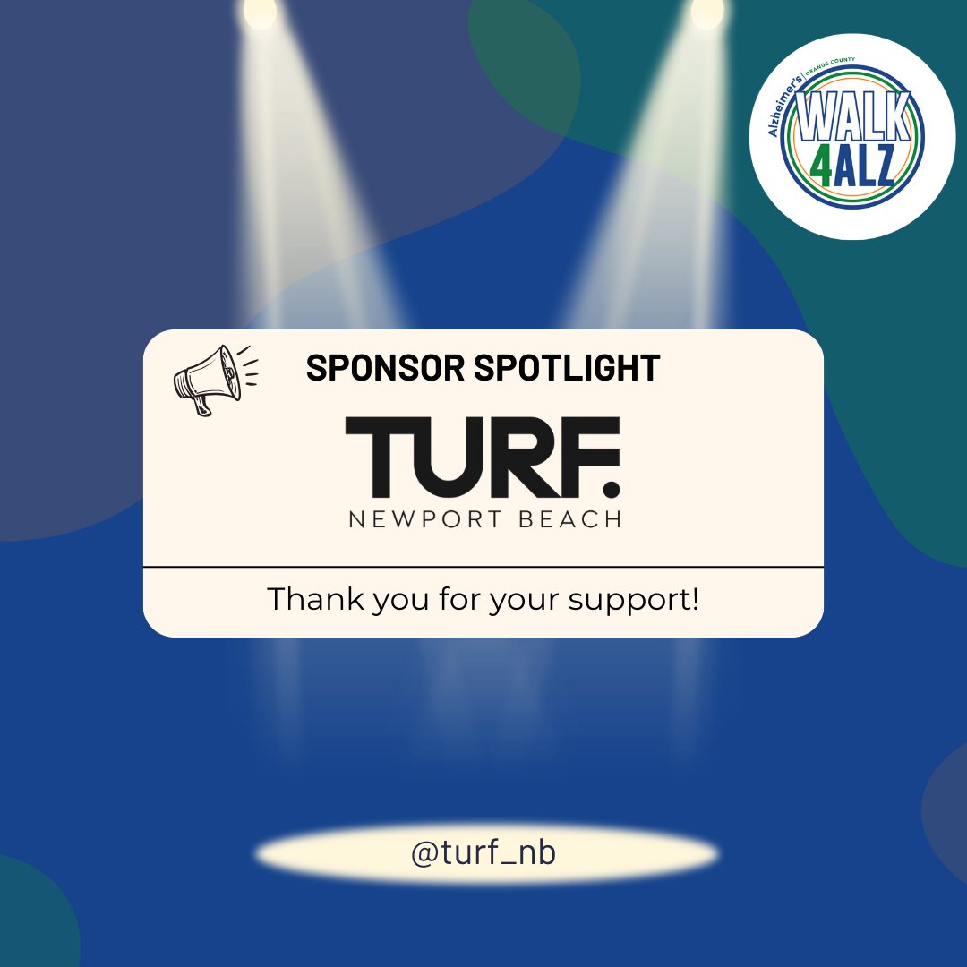 Thank you to Turf Newport Beach for choosing to sponsor Walk4ALZ! Check out Turf at: turfnb.com