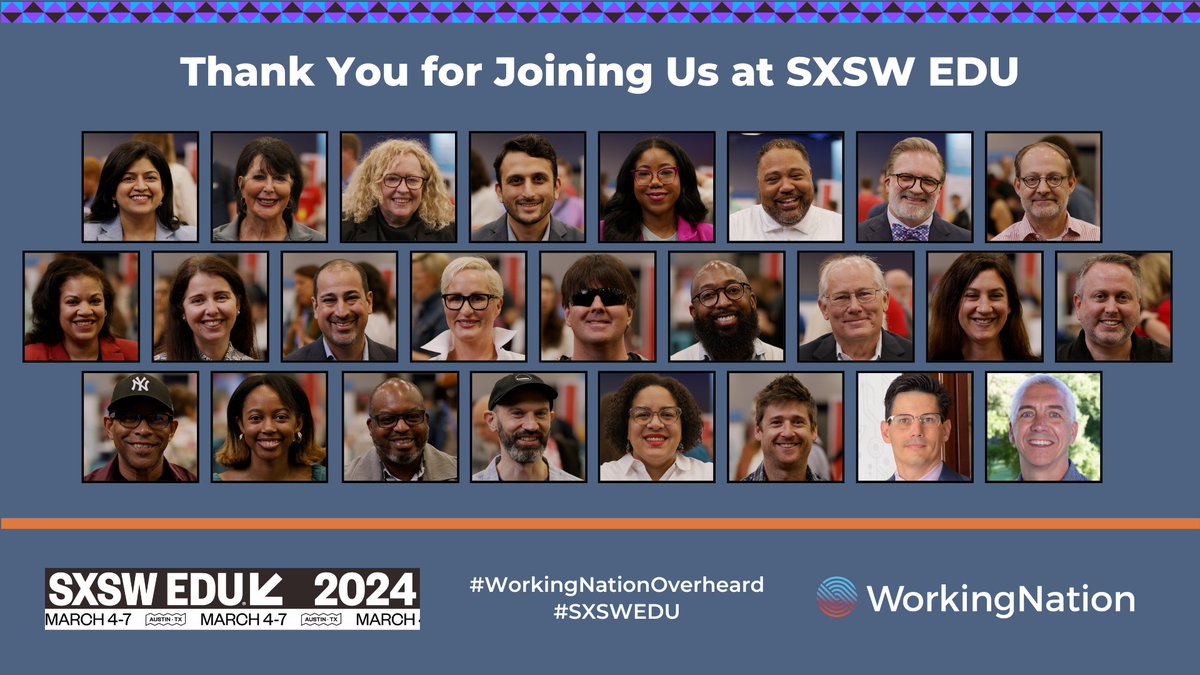 Thank you, #WorkingNationOverheard guests, #DisabilityAcccess discussion panelists, and crew. We couldn't have accomplished such a successful <a href="/SXSWEDU/">SXSW EDU</a> without you.

And thank you to #SXSWEDU for having us a media partner for a 4th straight year.

Videos: bit.ly/SXSWEDU2024Pla…