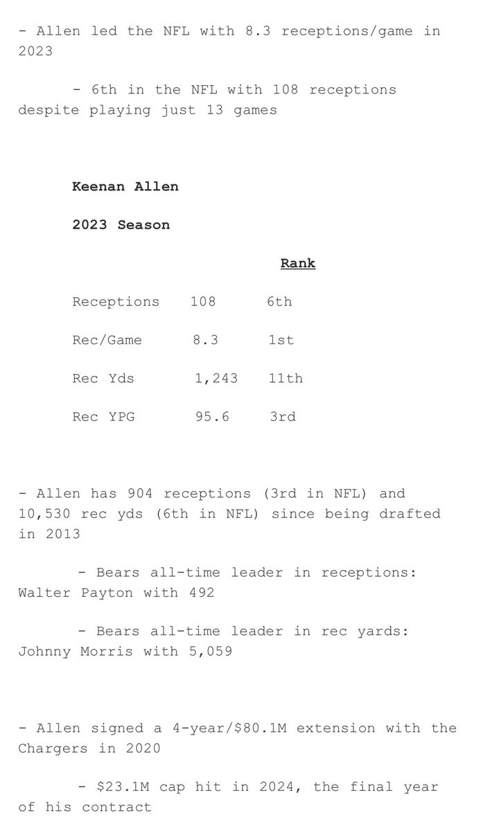 Some Keenan Allen notes per @NFLResearch