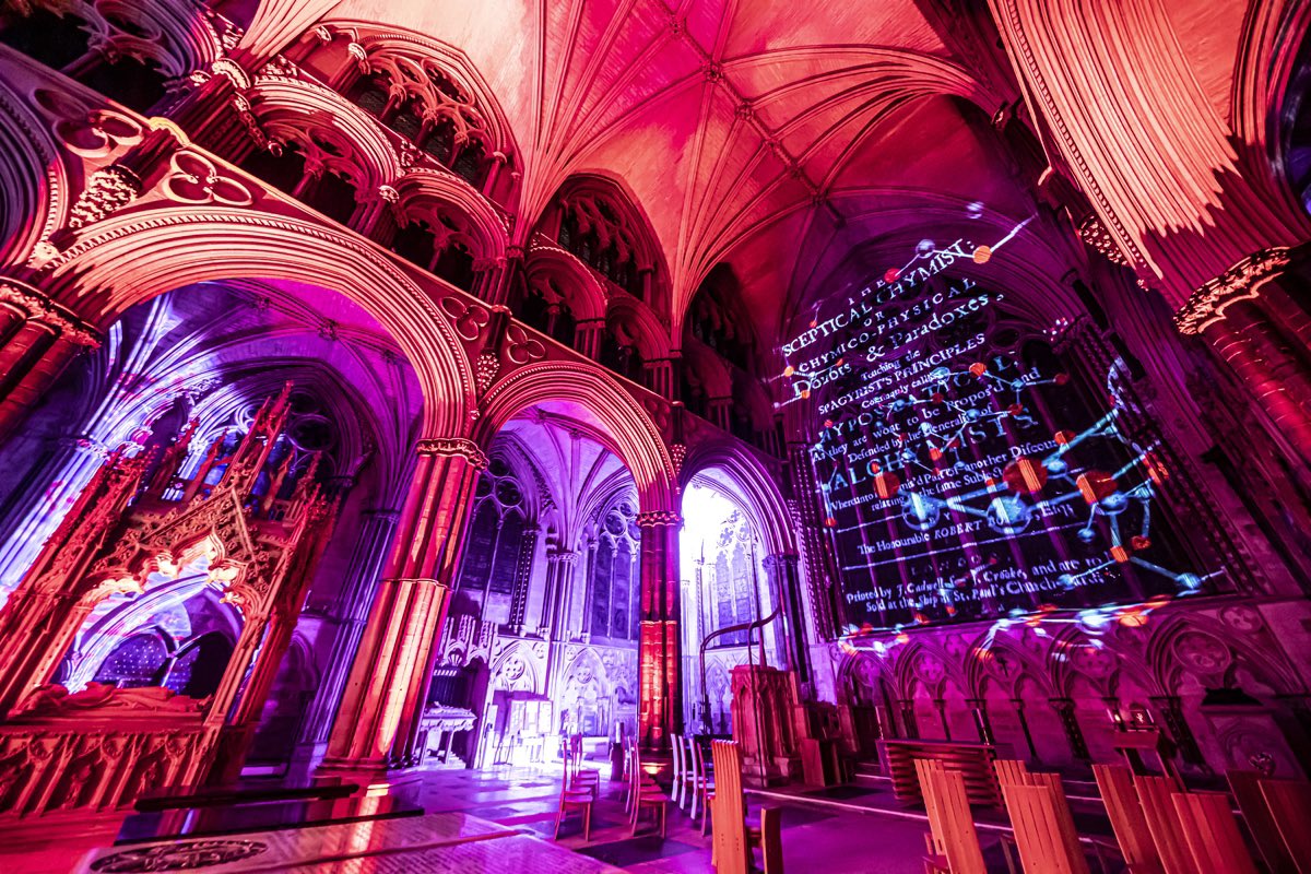 #Science starts soon for the fourth evening inside @LincsCathedral The #fineart #immersive #sonetlumiere takes visitors on a journey through the history of the sciences Stand back look up and immerse yourself in the #lightandsound #projectionart #projectionmapping