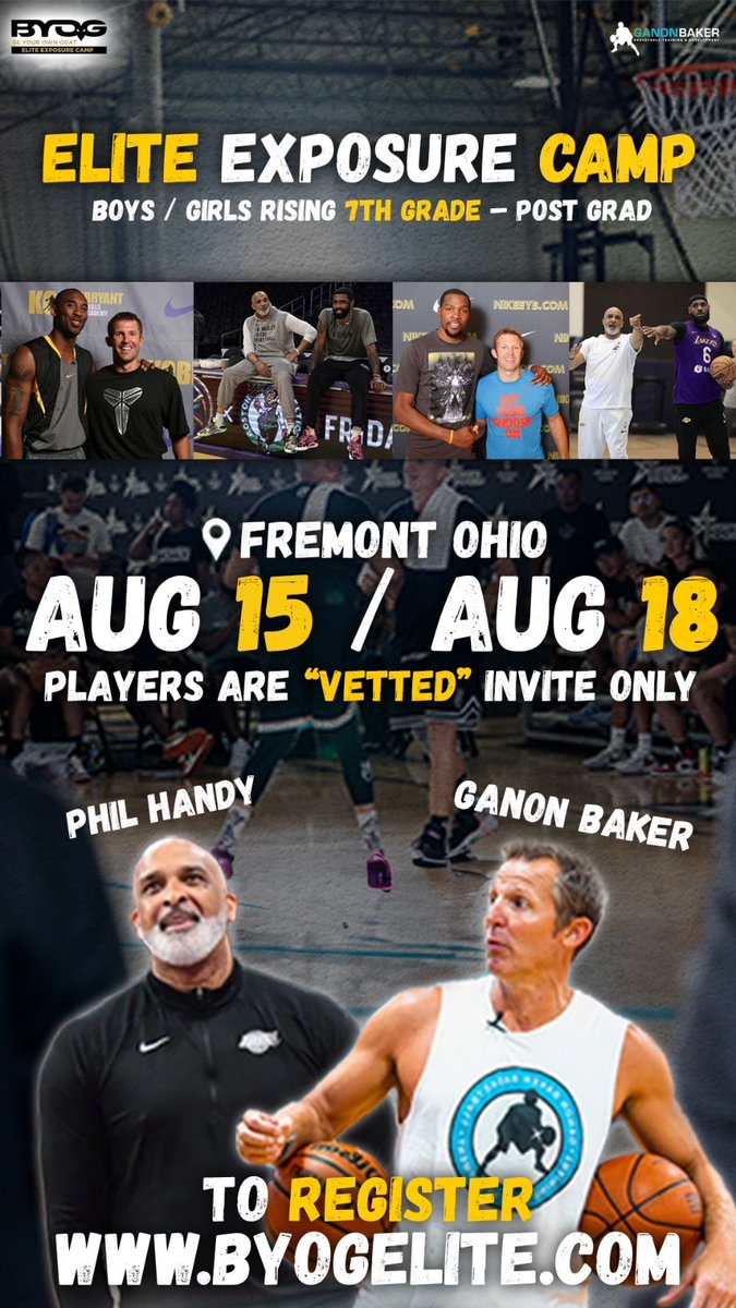 Fremont will once again be the basketball capital of the world this summer.   3 time NBA champion <a href="/94feetofgame/">Phil Handy</a> and world renowned trainer <a href="/GanonBaker/">Ganon Baker</a> join forces on the BYOG Elite Exposure Camp.   More to come...