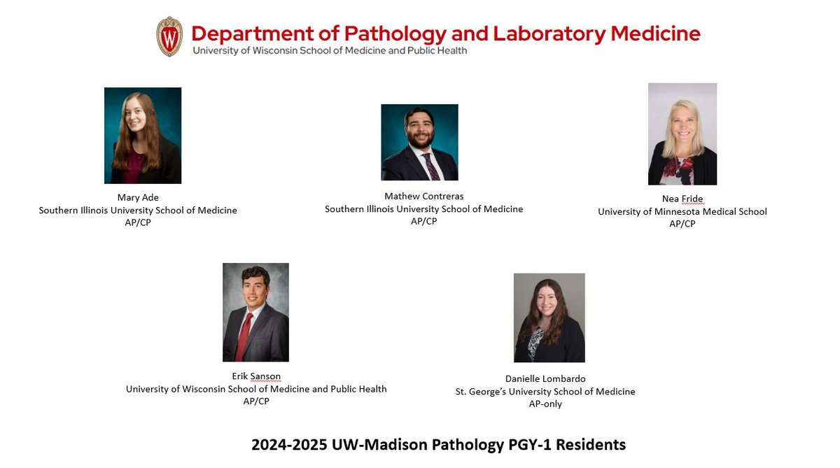 UW Dept of Pathology and Laboratory Medicine (@uwiscpathology) on Twitter photo It's our favorite day of the year! Congratulations and welcome to our incoming <a href="/UWiscPathology/">UW Dept of Pathology and Laboratory Medicine</a> 2024-2025 PGY-1 class. We wish you the most rewarding journey toward gross and microscopic intellectual enrichment, and we can't wait to work with you! It's our favorite day of the year! Congratulations and welcome to our incoming <a href="/UWiscPathology/">UW Dept of Pathology and Laboratory Medicine</a> 2024-2025 PGY-1 class. We wish you the most rewarding journey toward gross and microscopic intellectual enrichment, and we can't wait to work with you!