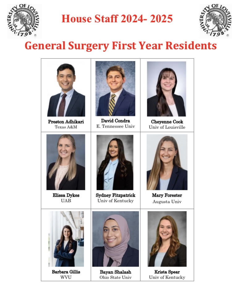 The University of Louisville's Department of Surgery is thrilled to announce our new outstanding group of first-year residents. Welcome to the family! #Matchday @McMastersKelly