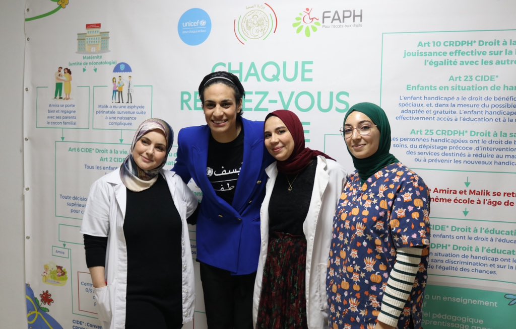 J77Katarina's tweet photo. Thrilled to celebrate the national day for people with #disabilities with @UNICEFAlgerie ambassador @imane_khelif , Algerian Federation for People with Disabilities #FAPH & @Sante_Gouv_dz at the Baba Hassen #neurodevelopment centre. #ForEveryChild #inclusion https://t.co/cPJM2OZxPh
