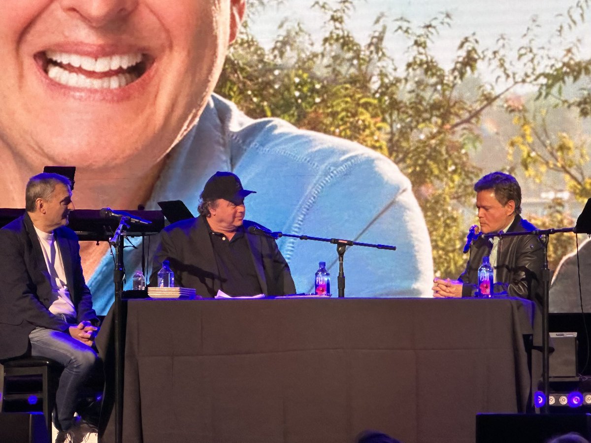 johnnykats's tweet photo. Time well spent w/ @donnyosmond on @Wildaboutmusic @PhilRosenthal’s 100th Naked Lunch podcast … The first pic is Donny reviewing David’s @rockhall ballot … Show is to post Wednesday. @reviewjournal #Vegas https://t.co/fq159CIC64