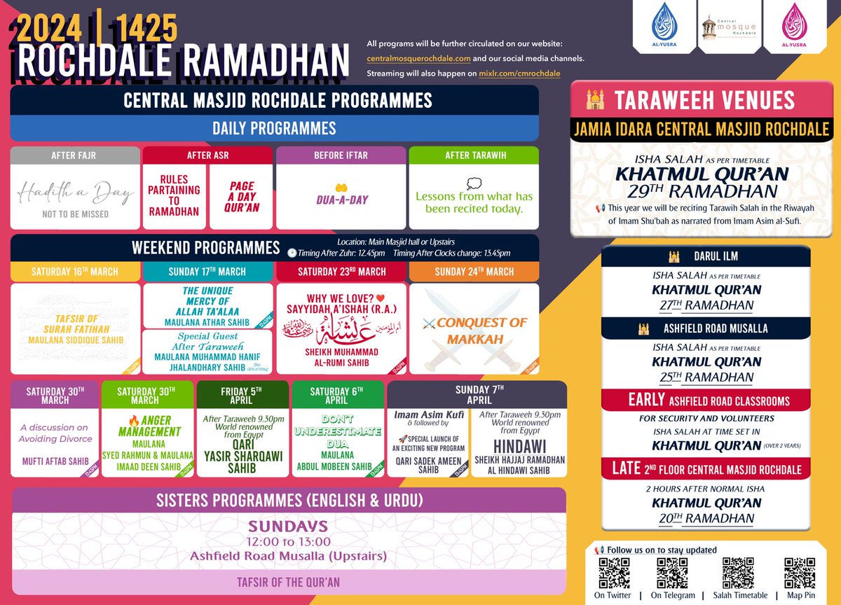 Central Masjid Rochdale Ramadhan Programmes