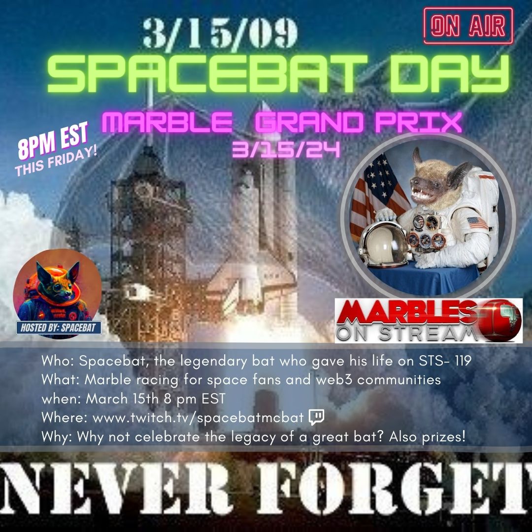 We are Live for the Spacebat Grand Prix! come race with us for prizes, all you need is to log into twitch!

twitch.tv/spacebatmcbat