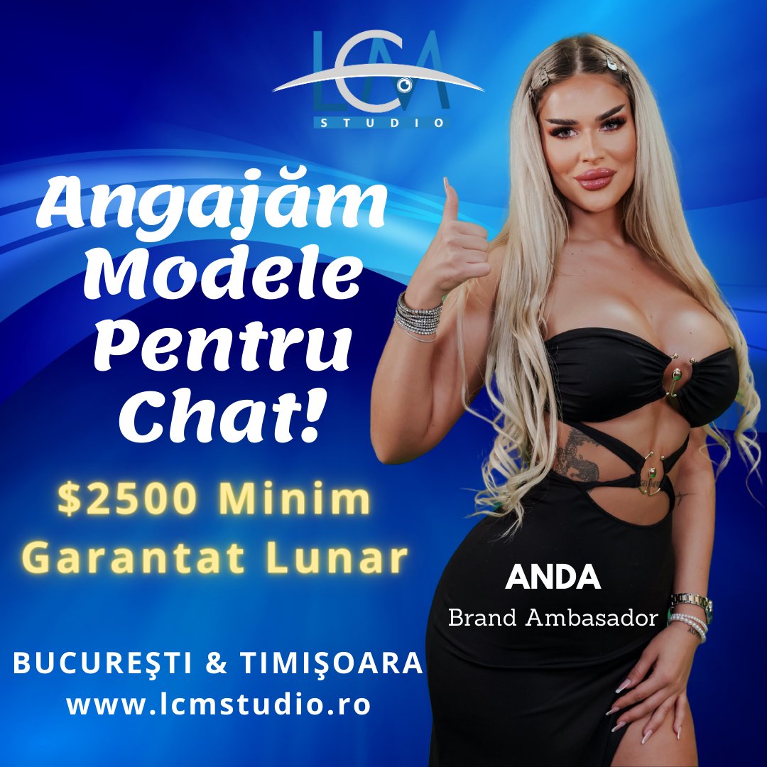LCM Studio (@lcmstudio) on Twitter photo Angajam modele de chat in Timisoara si Bucuresti. Venit Lunar Minim Garantat $2500
<a href="/LCM_Center/">LCM Center</a> <a href="/AdrianIFlorin/">Adrian I Florin</a>
#modelonline #videochat #romania #modelvideochat #jobvideochat #lcmstudio #studiovideochat #lcmstudiotimisoara #lcmstudiobucuresti Angajam modele de chat in Timisoara si Bucuresti. Venit Lunar Minim Garantat $2500
<a href="/LCM_Center/">LCM Center</a> <a href="/AdrianIFlorin/">Adrian I Florin</a>
#modelonline #videochat #romania #modelvideochat #jobvideochat #lcmstudio #studiovideochat #lcmstudiotimisoara #lcmstudiobucuresti
