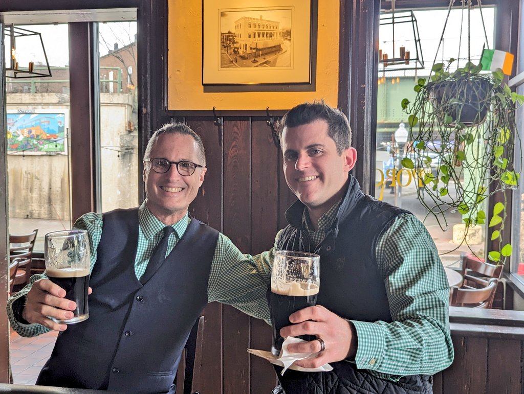 Itsjoeco's tweet photo. Traditional Pre-St. Paddy's day party drinks with @tconnnj in matching shirts.  Have a great weekend! https://t.co/5WN9LRU8QK